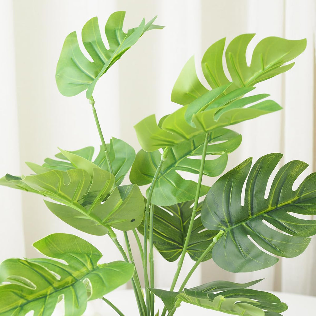 Leixi Artificial Plants in Pots, Fake Tropical Palm Tree with Greenery Leaves Stems,32CM Tall Taxu Plant for Office Desk Shelf,Garden,Home,Bathroom,Windowsill Decor