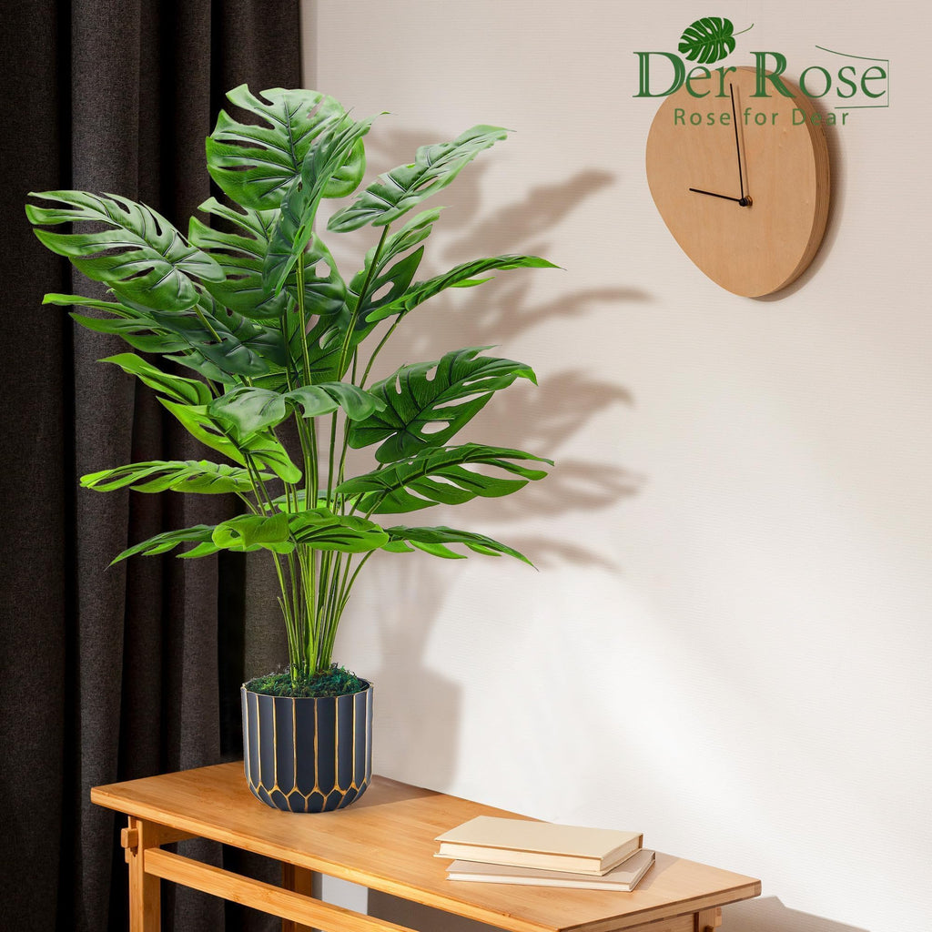 Der Rose Fake Plants Artificial Plants Tall 71cm Adjustable Faux Monstera Plants Indoor Outdoor for Home Bedroom Living Room Bathroom Decor