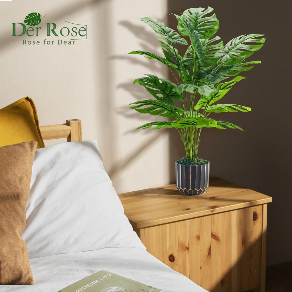 Der Rose Fake Plants Artificial Plants Tall 71cm Adjustable Faux Monstera Plants Indoor Outdoor for Home Bedroom Living Room Bathroom Decor