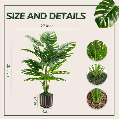 Der Rose Fake Plants Artificial Plants Tall 71cm Adjustable Faux Monstera Plants Indoor Outdoor for Home Bedroom Living Room Bathroom Decor